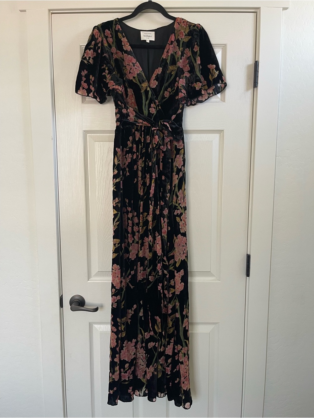 Women’s Bohme Jada Velvet Floral Maxi Dress Black Size S - Picture 4 of 8